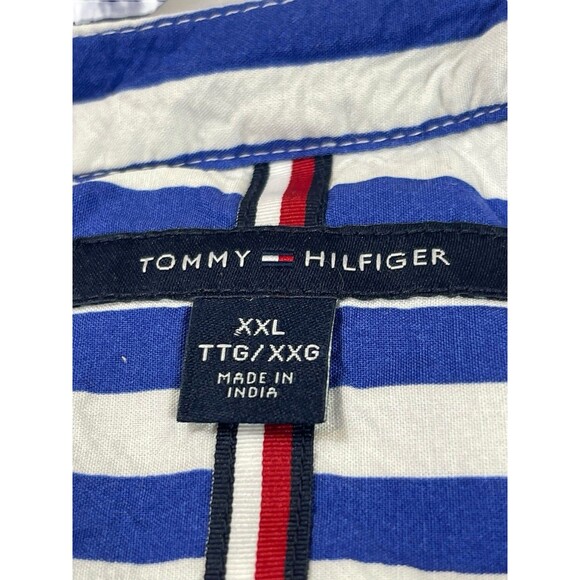 Tommy Hilfiger Women’s XXL Blue White Vertical Stripe Button Front Blouse Top - Picture 7 of 14